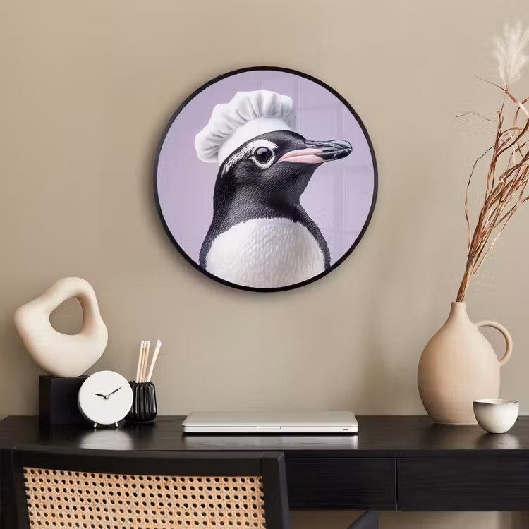 Pinguïn - Koksmuts - Lief - Paars Fotolijst rond zonder passe partout klein -sfeer1