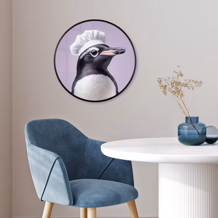 Pinguïn - Koksmuts - Lief - Paars Fotolijst rond zonder passe partout klein -sfeer2