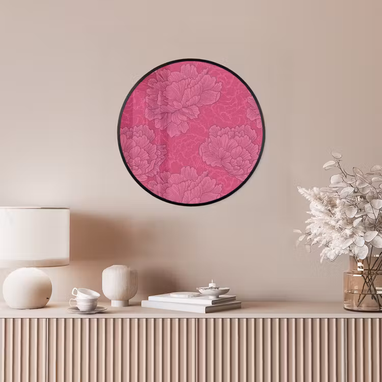 Pioenrozen - Energiek - Roze Fotolijst rond zonder passe partout klein 856 -sfeer3