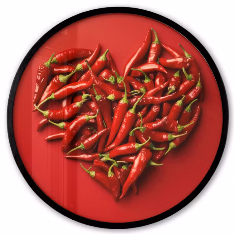 Pepers - Rood - Hart Fotolijst rond zonder passe partout klein -3d