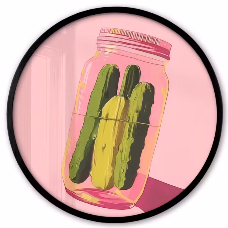 Augurken - Pot - Schaduw - Roze Fotolijst rond zonder passe partout klein -3d
