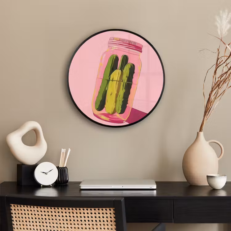 Augurken - Pot - Schaduw - Roze Fotolijst rond zonder passe partout klein -sfeer1