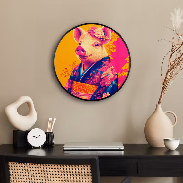 Varken - Bloemkroon - Kimono - Abstract Fotolijst rond zonder passe partout klein -sfeer1