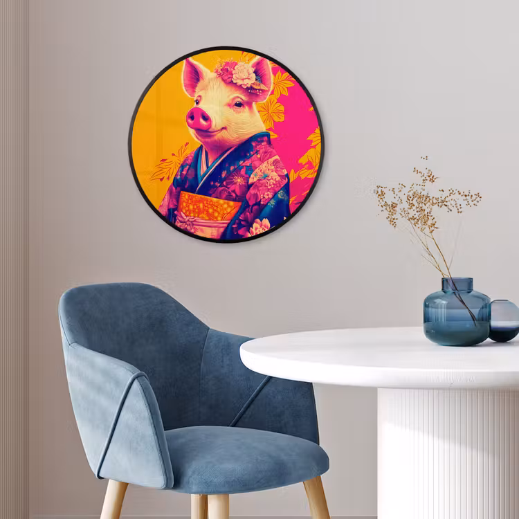 Varken - Bloemkroon - Kimono - Abstract Fotolijst rond zonder passe partout klein -sfeer2
