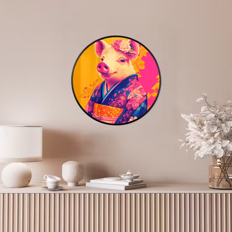 Varken - Bloemkroon - Kimono - Abstract Fotolijst rond zonder passe partout klein -sfeer3