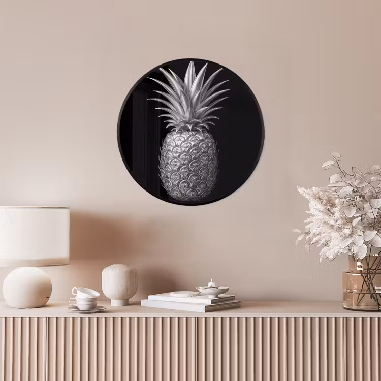 Ananas - Gedetailleerd - Bladeren Fotolijst rond zonder passe partout klein -sfeer3