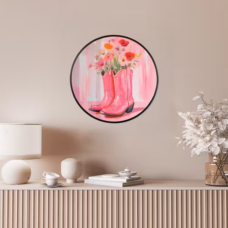Roze - Bloemen - Cowboy Fotolijst rond zonder passe partout klein -sfeer3