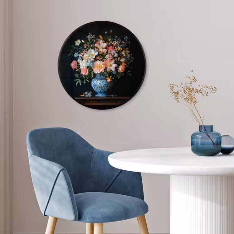 Roze - Bloemen - Vaas - Kleuren Fotolijst rond zonder passe partout klein -sfeer2