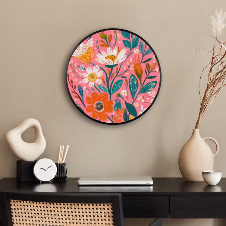 Roze - Bloemen - Wit - Oranje Fotolijst rond zonder passe partout klein -sfeer1