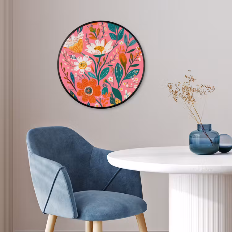 Roze - Bloemen - Wit - Oranje Fotolijst rond zonder passe partout klein -sfeer2