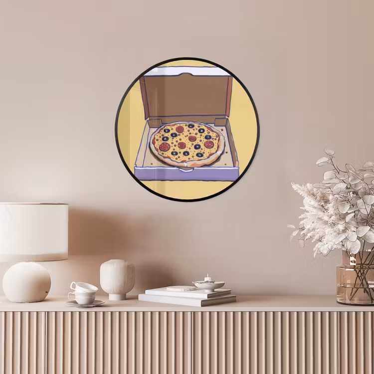 Pizza - Doos - Salami - Illustratie Fotolijst rond zonder passe partout klein -sfeer3
