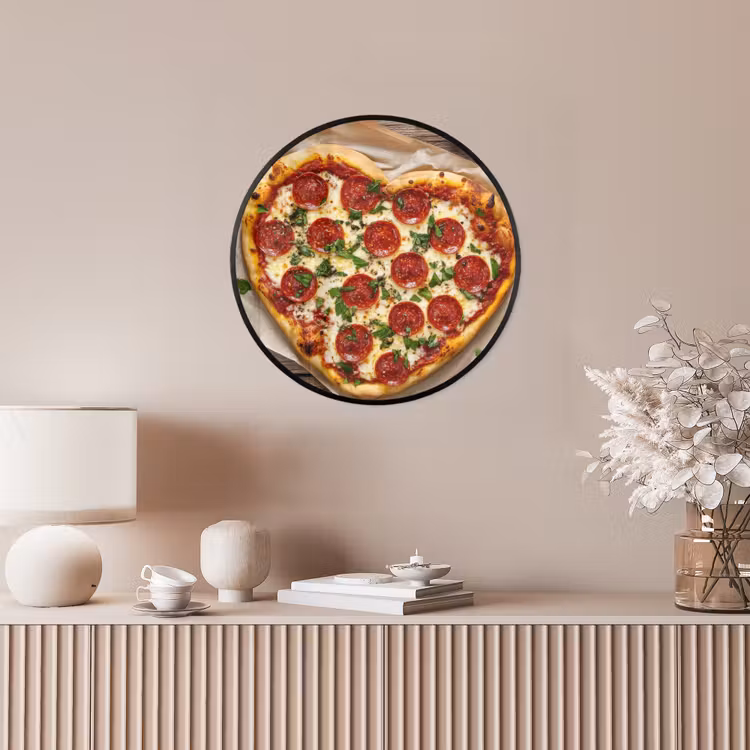 Pizza - Hart - Pepperoni - Tomaat Fotolijst rond zonder passe partout klein -sfeer3