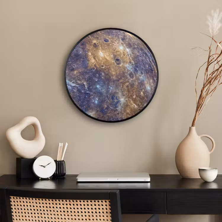 Photo Frame Round - Planet - Craters - Space - Planeet - Kraters - Ruimte Fotolijst rond zonder passe partout klein