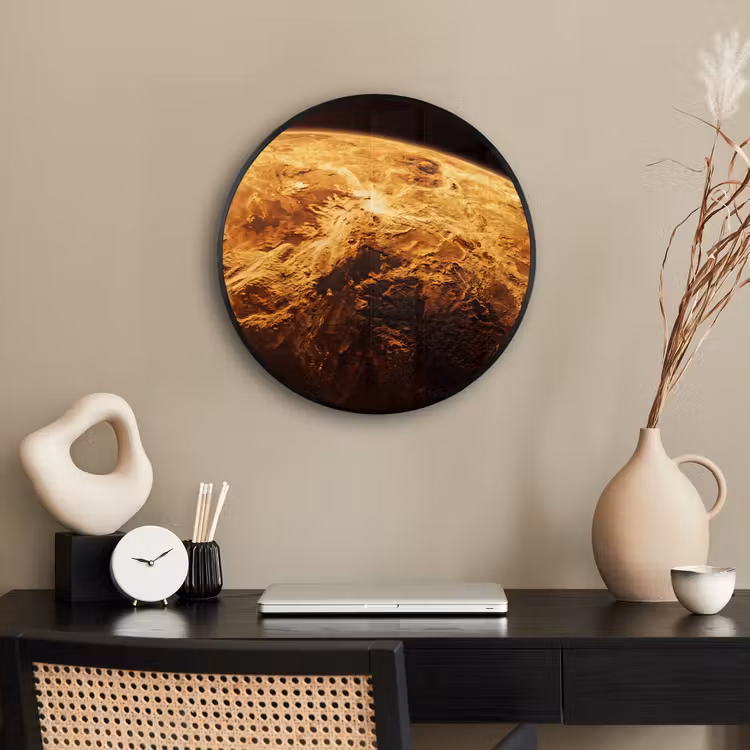 Photo Frame Round - Planet - Space - Orange - Planeet - Ruimte - Oranje Fotolijst rond zonder passe partout klein
