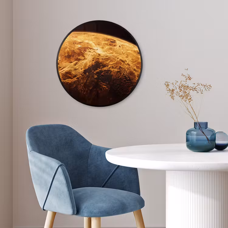 Photo Frame Round - Planet - Space - Orange - Planeet - Ruimte - Oranje Fotolijst rond zonder passe partout klein