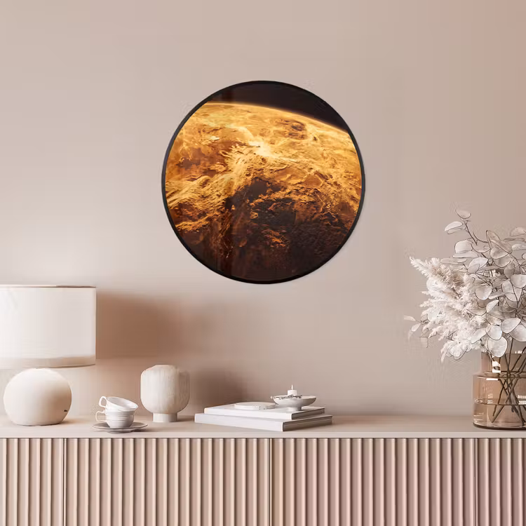 Photo Frame Round - Planet - Space - Orange - Planeet - Ruimte - Oranje Fotolijst rond zonder passe partout klein