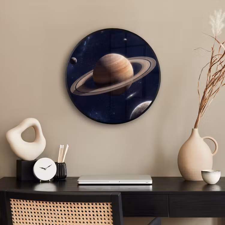 Planeten - Saturnus - Ruimte Fotolijst rond zonder passe partout klein -sfeer1