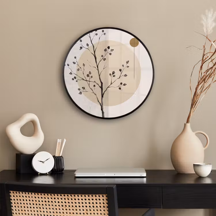 Photo Frame Round - Plant - Abstract - Beige - Plant - Abstract - Beige Fotolijst rond zonder passe partout klein