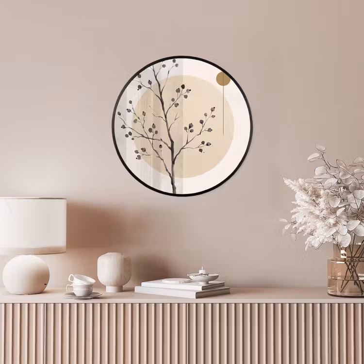 Photo Frame Round - Plant - Abstract - Beige - Plant - Abstract - Beige Fotolijst rond zonder passe partout klein