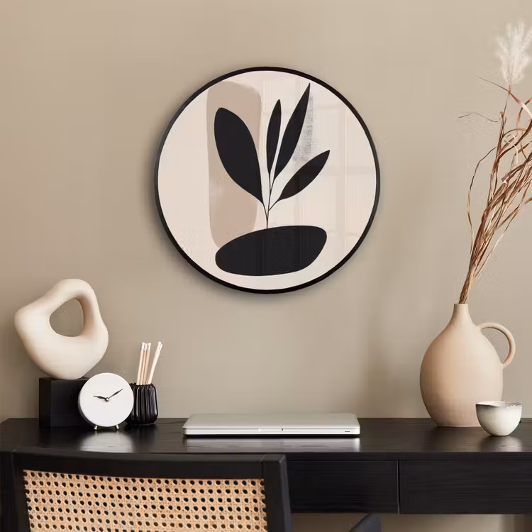 Plant - Beige - Japandi Fotolijst rond zonder passe partout klein -sfeer1