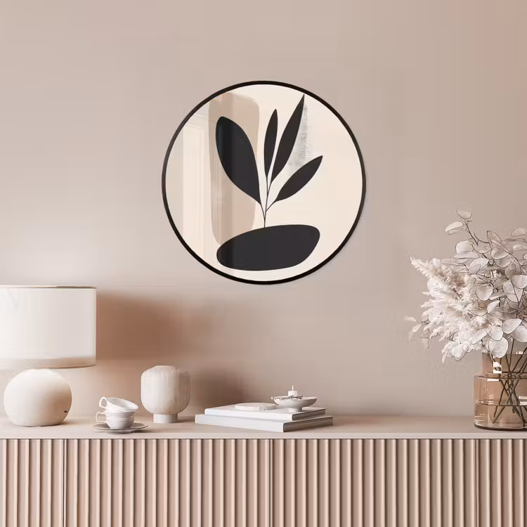 Plant - Beige - Japandi Fotolijst rond zonder passe partout klein -sfeer3