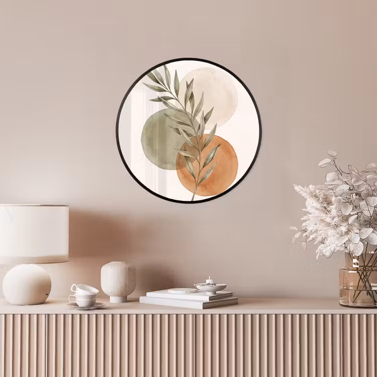 Photo Frame Round - Plant - Circles - Abstract - Plant - Cirkels - Abstract Fotolijst rond zonder passe partout klein