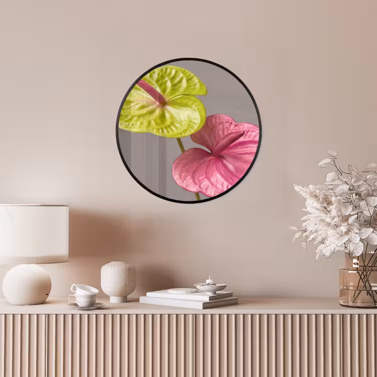 Planten - Anthurium - Groen - Roze Fotolijst rond zonder passe partout klein -sfeer3