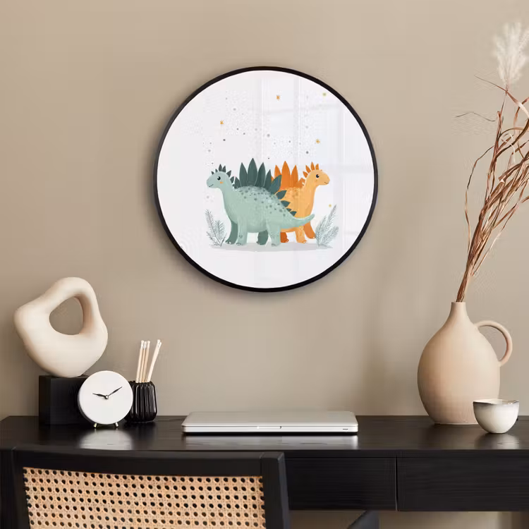 Planten - Sterren - Dinosaurussen - Oranje Fotolijst rond zonder passe partout klein -sfeer1