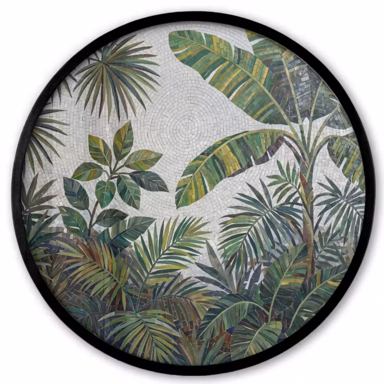 Planten - Tropisch - Mozaïek - Groen - Natuur Fotolijst rond zonder passe partout klein -3d