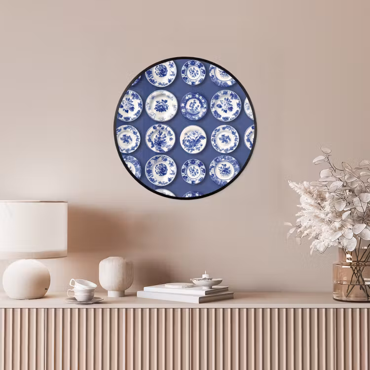 Borden - Floraal - Blauw Fotolijst rond zonder passe partout klein 856 -sfeer3