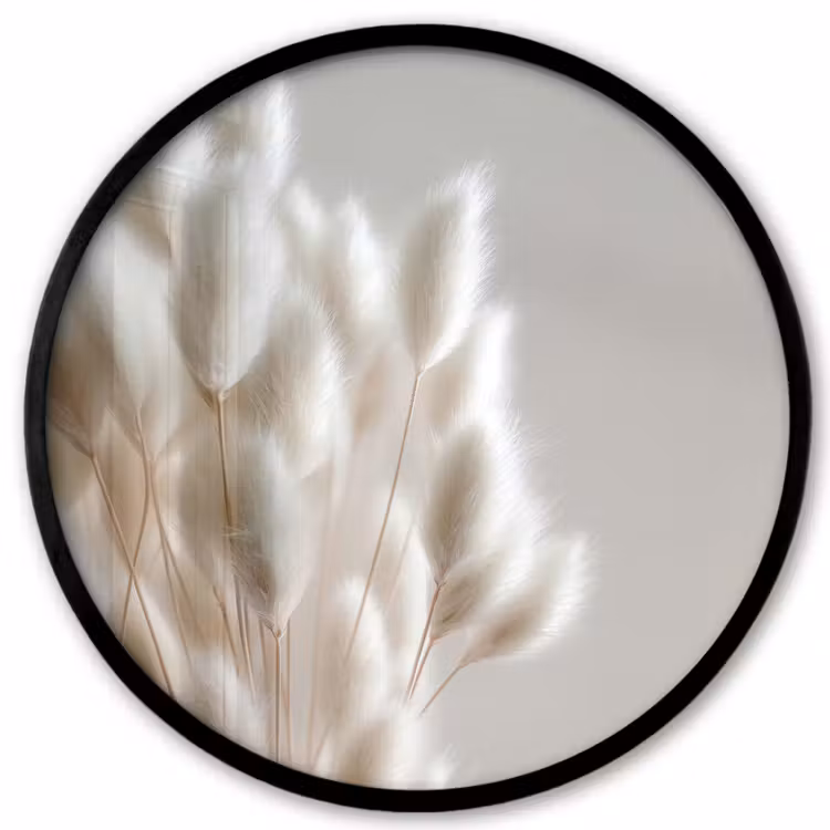 Pluimen - Beige - Minimalistisch Fotolijst rond zonder passe partout klein -3d