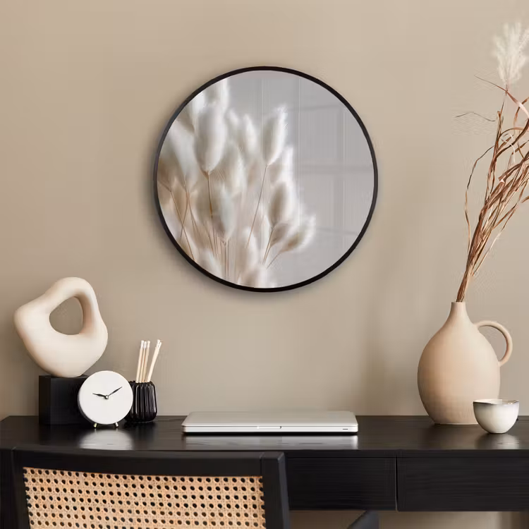 Pluimen - Beige - Minimalistisch Fotolijst rond zonder passe partout klein -sfeer1
