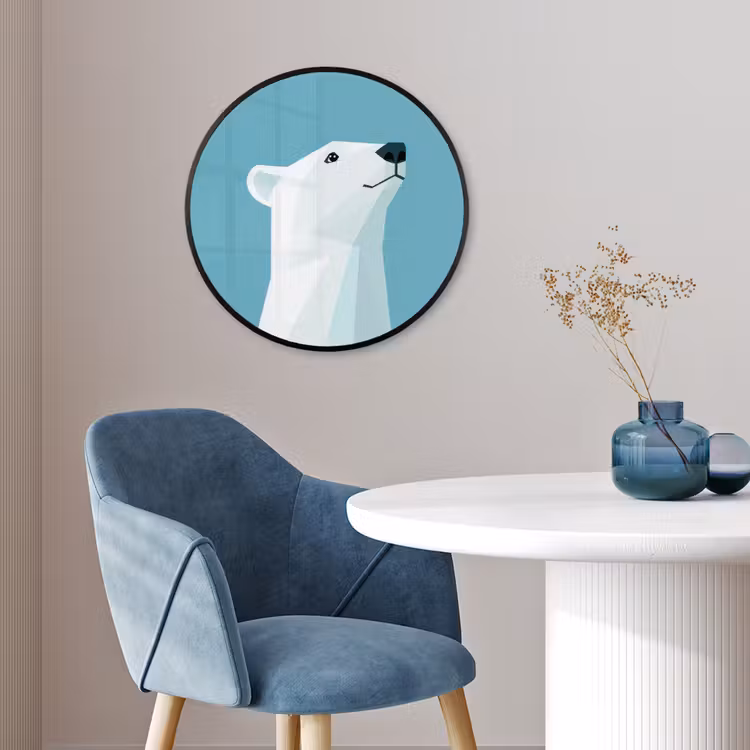 Ijsbeer - Lichtblauw - Minimalistisch Fotolijst rond zonder passe partout klein -sfeer2