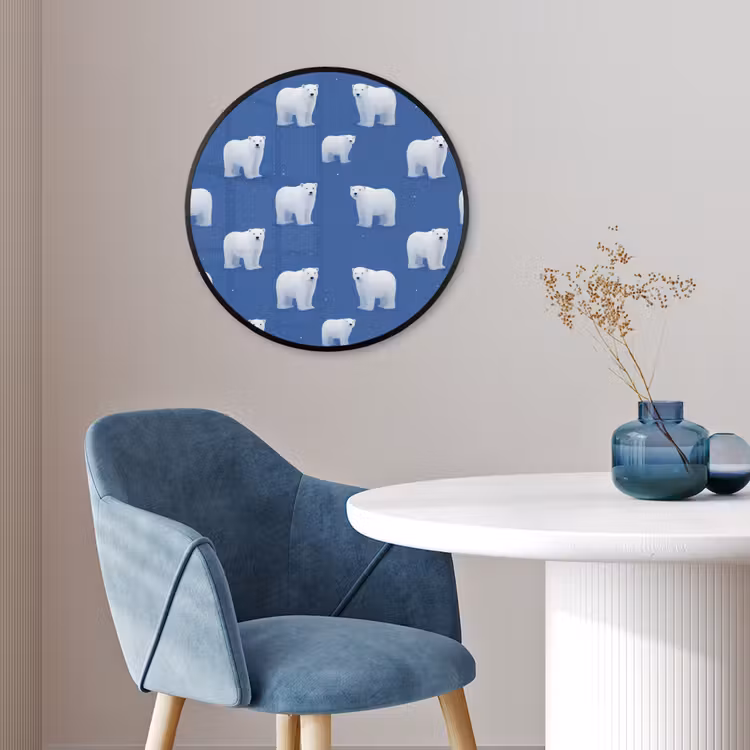 IJsbeer - Patroon - Blauw Fotolijst rond zonder passe partout klein 856 -sfeer2
