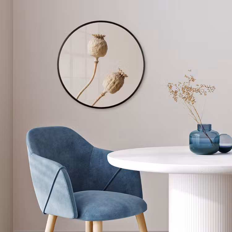 Papaverbollen - Droogbloemen - Minimalistisch - Beige - Rustig Fotolijst rond zonder passe partout klein -sfeer2