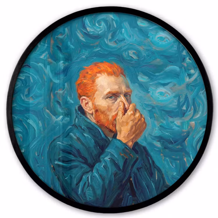 Portret - Klassiek - Blauw Fotolijst rond zonder passe partout klein -3d