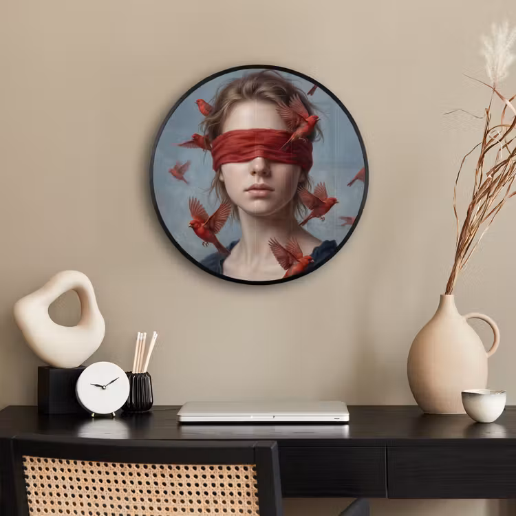 Portret - Krachtig - Rood Fotolijst rond zonder passe partout klein -sfeer1