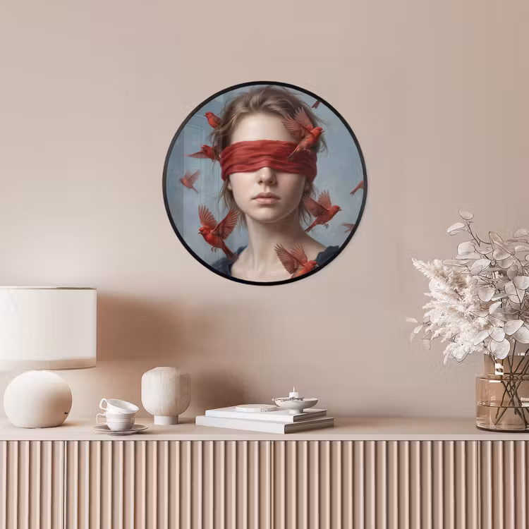 Portret - Krachtig - Rood Fotolijst rond zonder passe partout klein -sfeer3