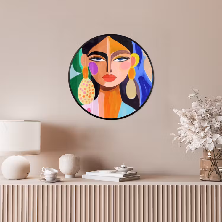 Portret - Vrouw - Modern Fotolijst rond zonder passe partout klein -sfeer3