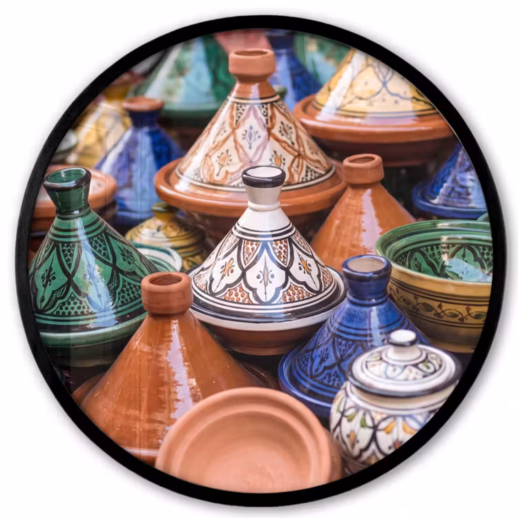 Photo Frame Round - Pottery - Colorful - Pattern - Aardewerk - Kleurrijk - Patroon Fotolijst rond zonder passe partout klein