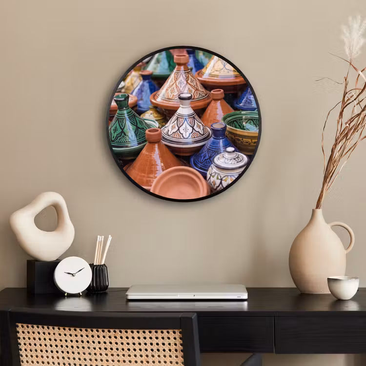 Photo Frame Round - Pottery - Colorful - Pattern - Aardewerk - Kleurrijk - Patroon Fotolijst rond zonder passe partout klein
