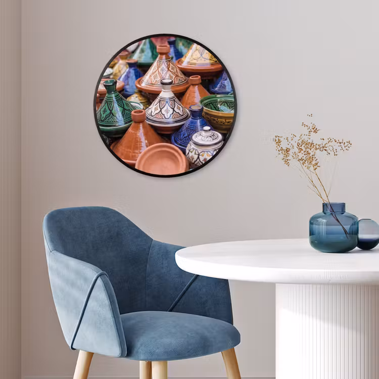 Photo Frame Round - Pottery - Colorful - Pattern - Aardewerk - Kleurrijk - Patroon Fotolijst rond zonder passe partout klein