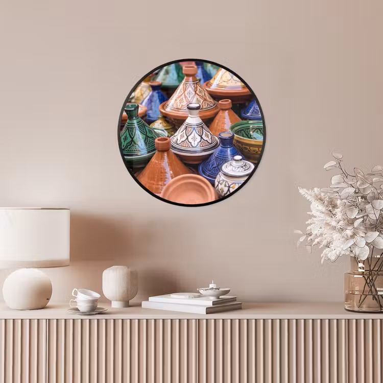Photo Frame Round - Pottery - Colorful - Pattern - Aardewerk - Kleurrijk - Patroon Fotolijst rond zonder passe partout klein