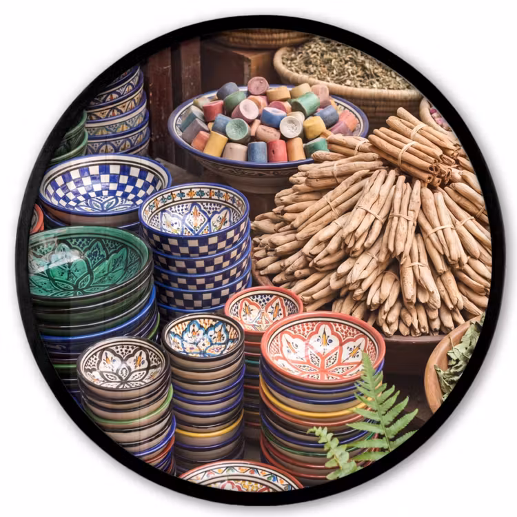 Photo Frame Round - Pottery - Oriental - Colorful - Aardewerk - Oosters - Kleurrijk Fotolijst rond zonder passe partout klein