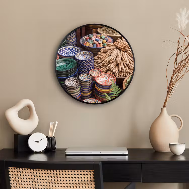 Photo Frame Round - Pottery - Oriental - Colorful - Aardewerk - Oosters - Kleurrijk Fotolijst rond zonder passe partout klein