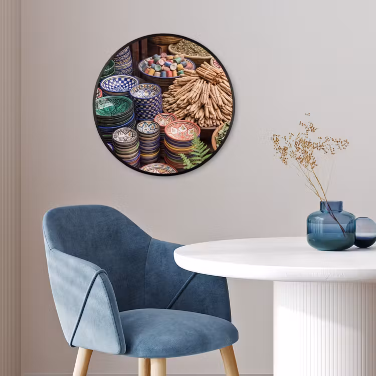 Photo Frame Round - Pottery - Oriental - Colorful - Aardewerk - Oosters - Kleurrijk Fotolijst rond zonder passe partout klein