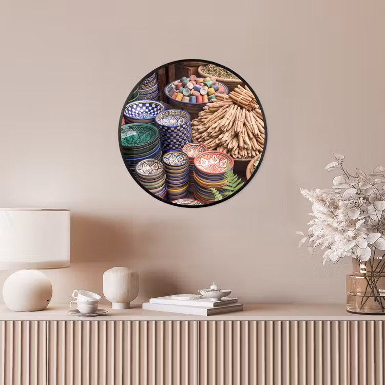 Photo Frame Round - Pottery - Oriental - Colorful - Aardewerk - Oosters - Kleurrijk Fotolijst rond zonder passe partout klein