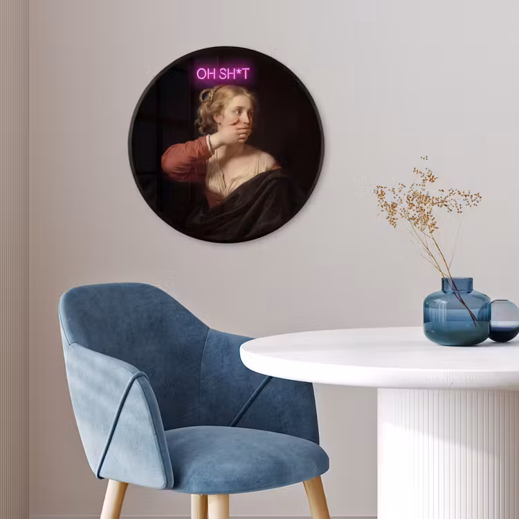 Quote - Neon - vrouw Fotolijst rond zonder passe partout klein -sfeer2