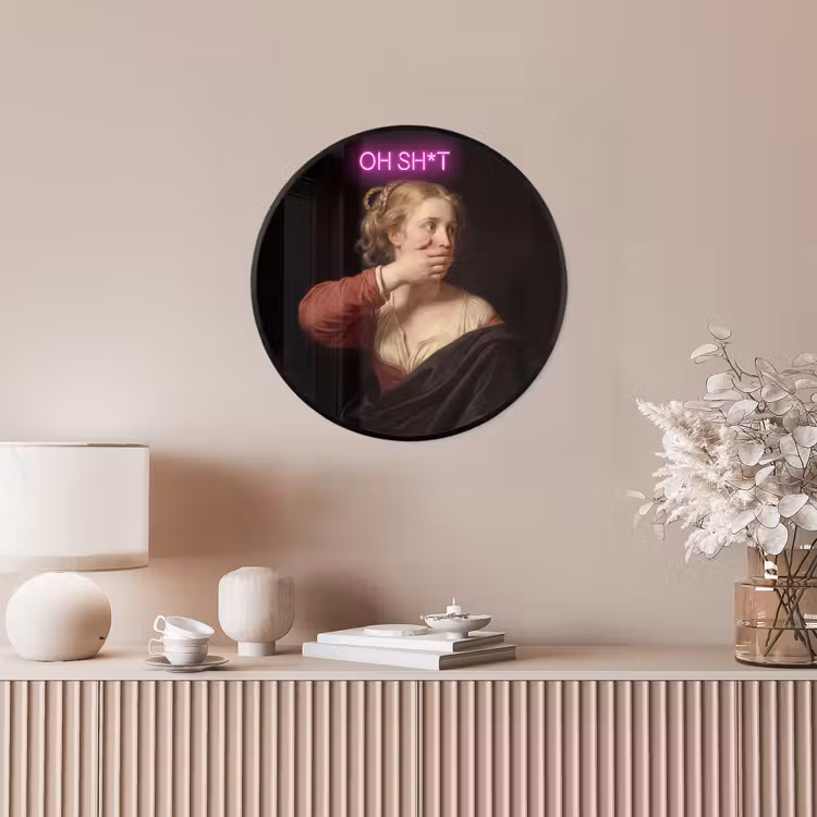 Quote - Neon - vrouw Fotolijst rond zonder passe partout klein -sfeer3