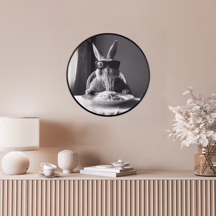 Konijn - Bunny - Zonnebril - Tafelkleed - Pasta - Schattig Fotolijst rond zonder passe partout klein -sfeer3